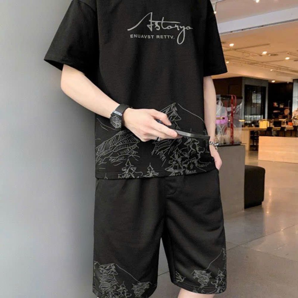 Bộ Quần Áo Thể Thao Nam Co Giãn Chất Thun Lạnh Mềm Mịn