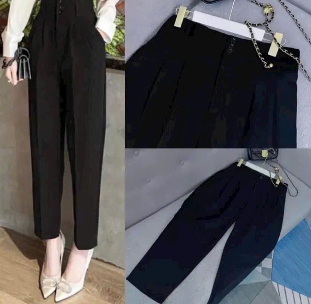 Quần Tây Học Sinh, Công Sở Form Baggy Ống Đứng Cạp Cao 3 nút Có Xếp Li - Chất Tuyết Mưa, 2 size L, XL