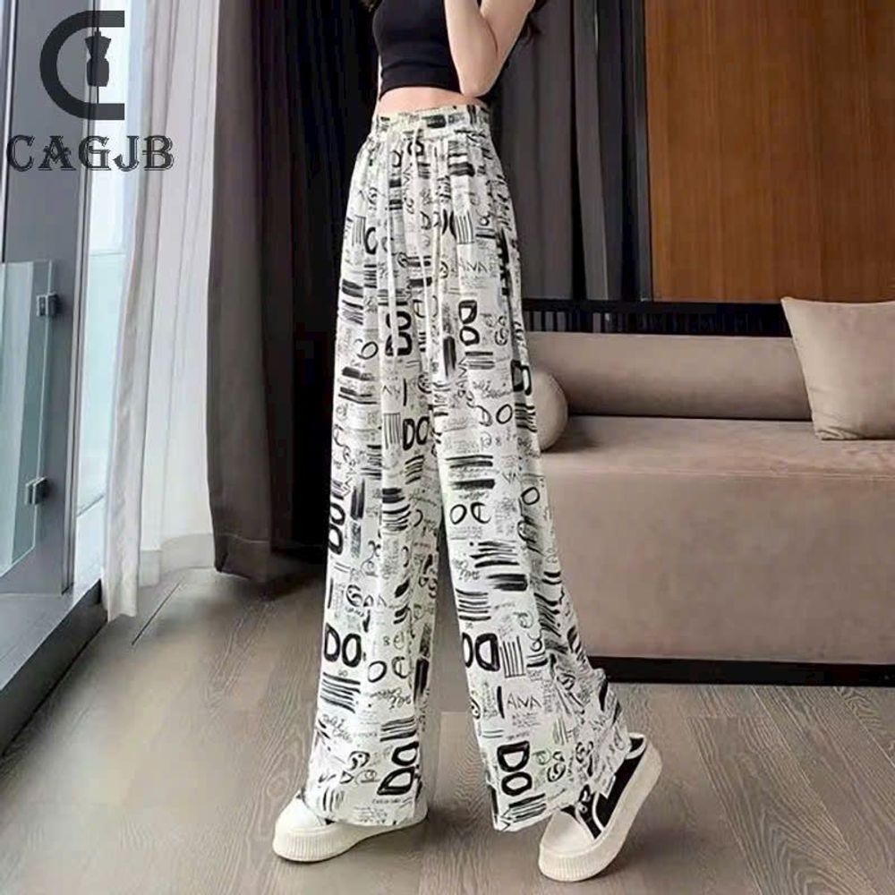 Quần ống rộng in họa tiết 3D chất lụa mềm nhẹ 2 size M, L