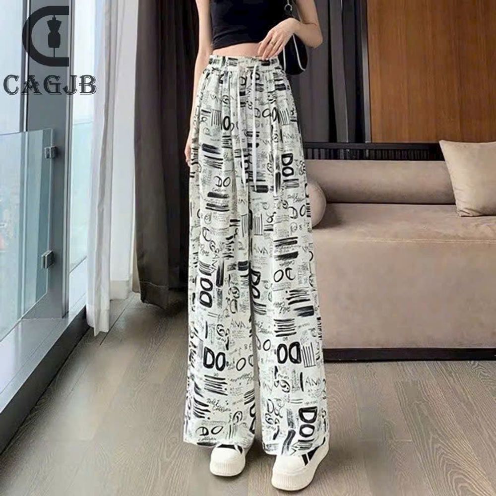 Quần ống rộng in họa tiết 3D chất lụa mềm nhẹ 2 size M, L