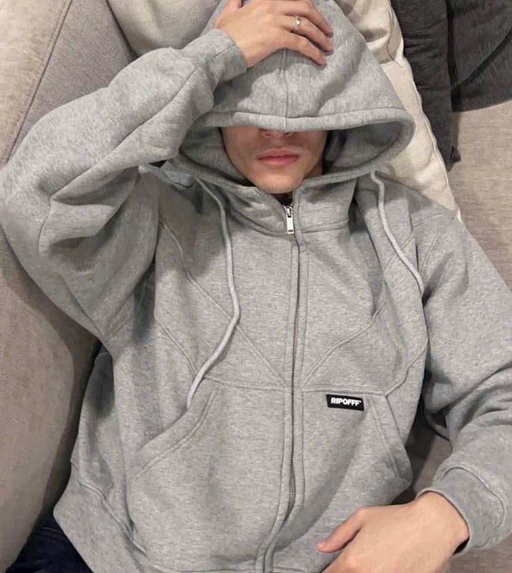 Áo Khoác Nỉ Form Boxy Viền Thân Logo Cao Su RIPOFFF - Freesize Dưới 65kg