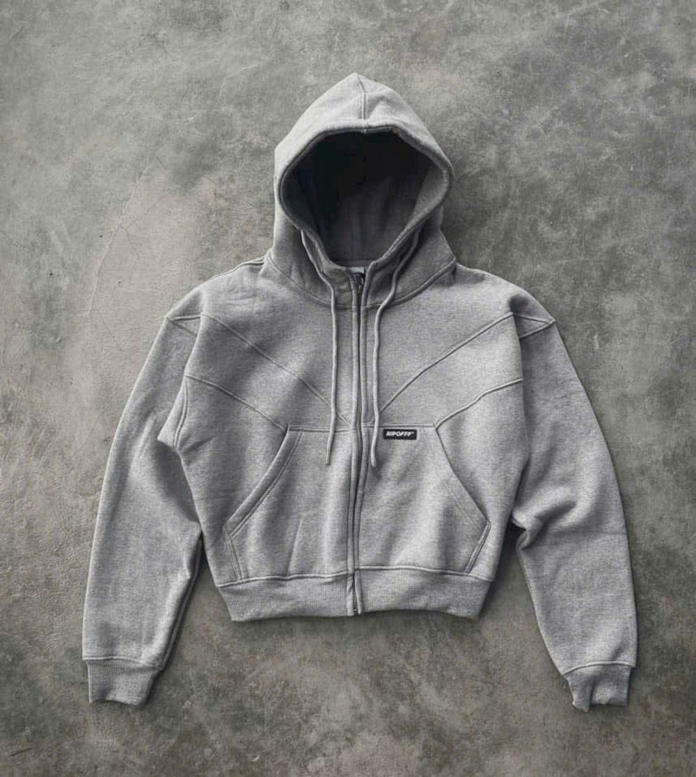 Áo Khoác Nỉ Form Boxy Viền Thân Logo Cao Su RIPOFFF - Freesize Dưới 65kg