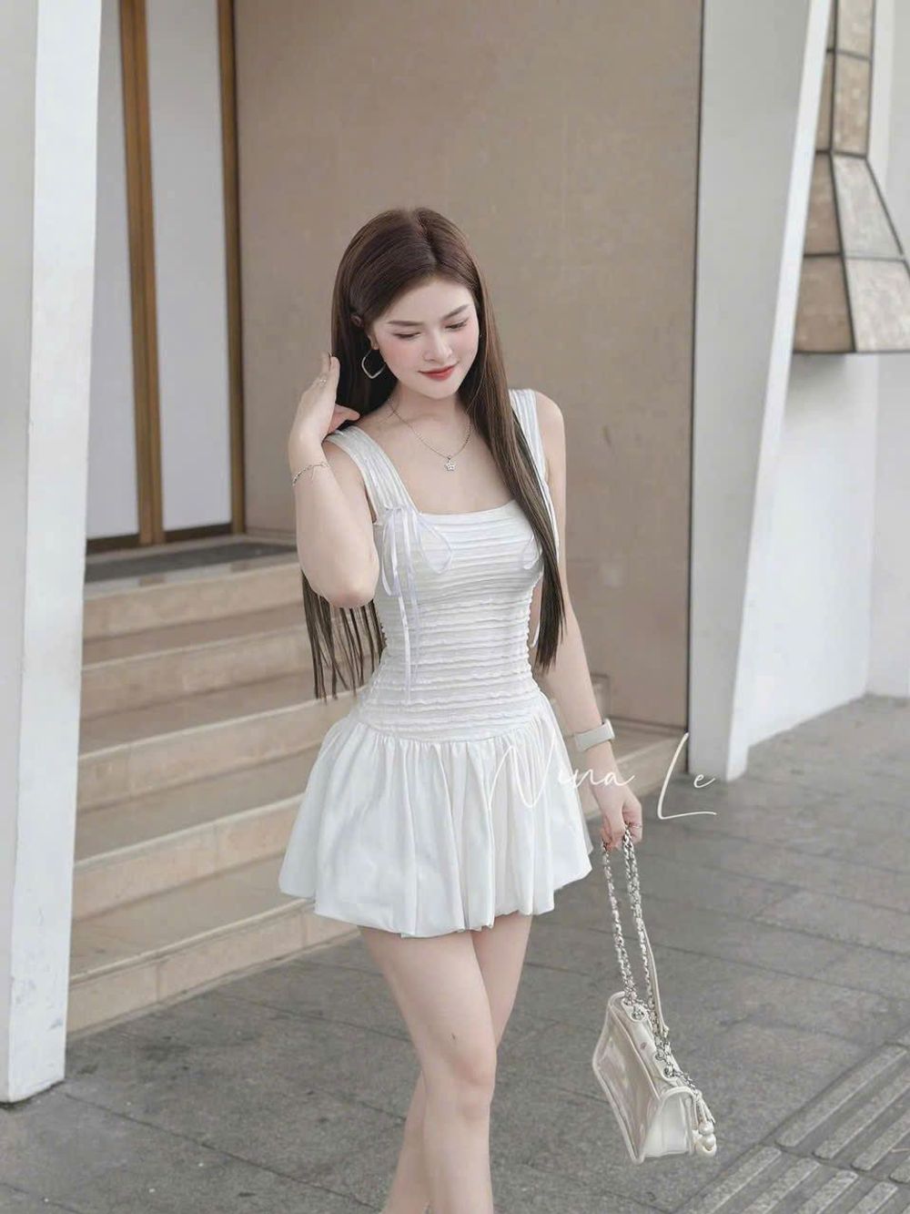 Đầm Hai Dây Bảng To Ôm Body Dáng Bí Phồng Chất Thun Freesize Dưới 48kg