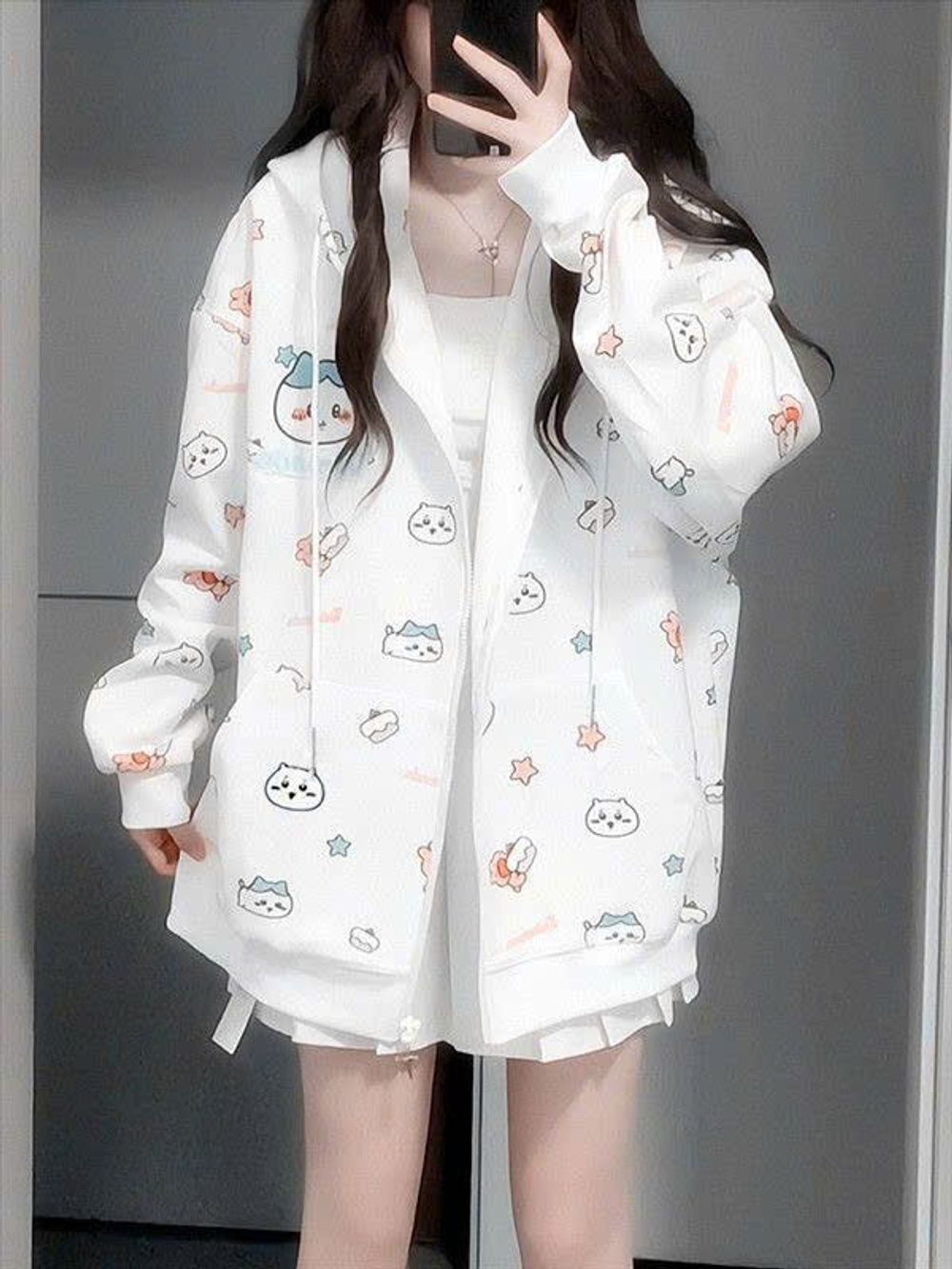 Áo Khoác Nỉ Bông In 3D Họa Tiết Hoạt Hình Chiikawa Đáng Yêu Freesize Dưới 68kg