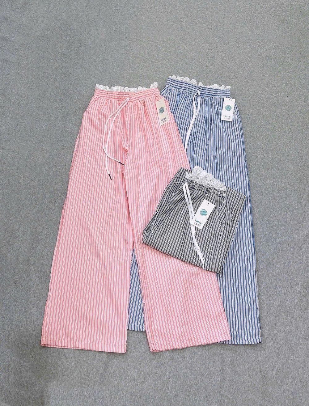 Quần Ống Rộng Nữ Vải Kate Sọc Chỉ Lưng Thun Phối Ren Bèo Dáng Suông Dài Phong Cách Freesize dưới 63kg