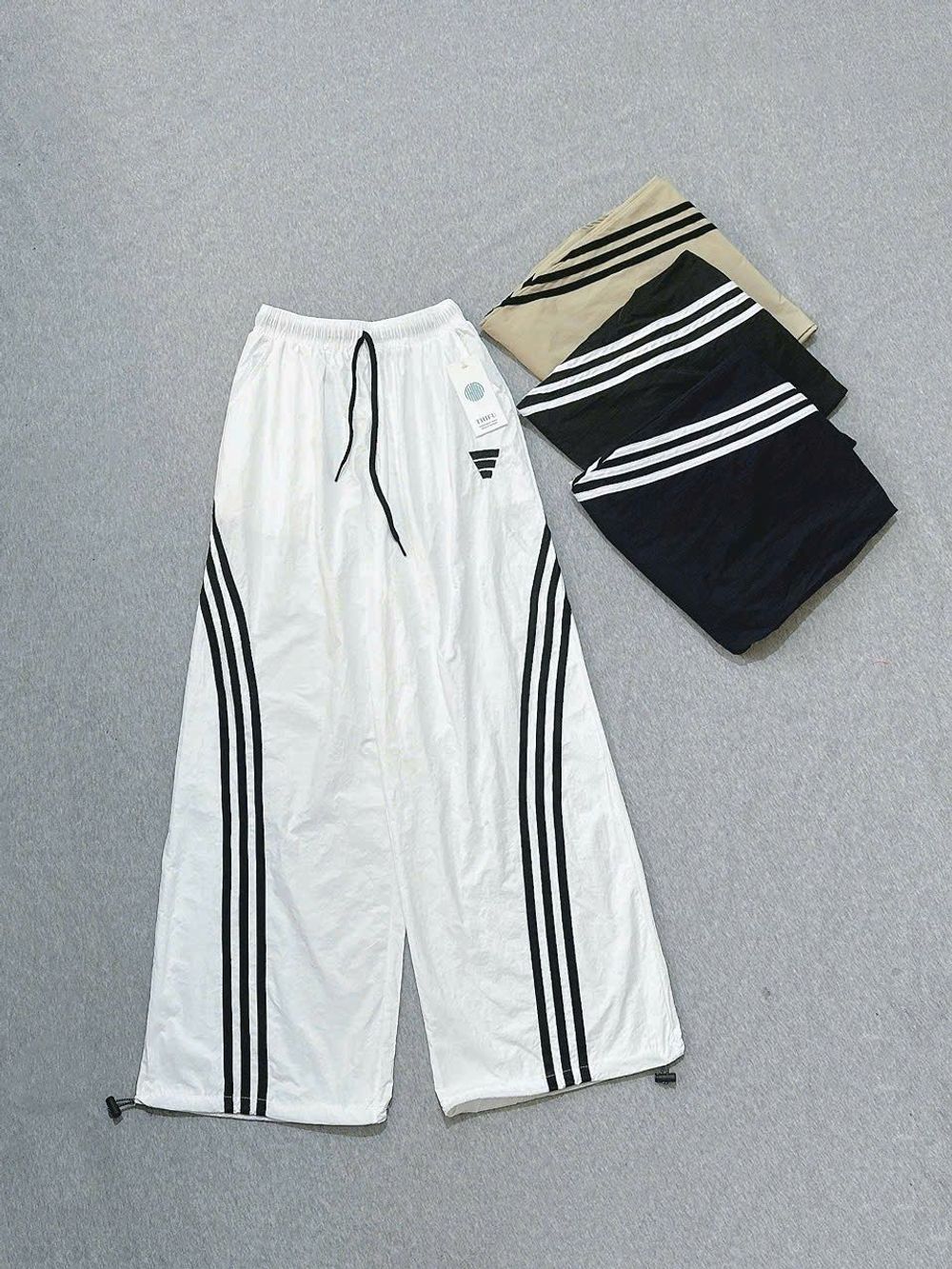 Quần Ống Rộng Phối SỌC Chất Dù Nhăn Mịn Mát Freesize Dưới 63kg