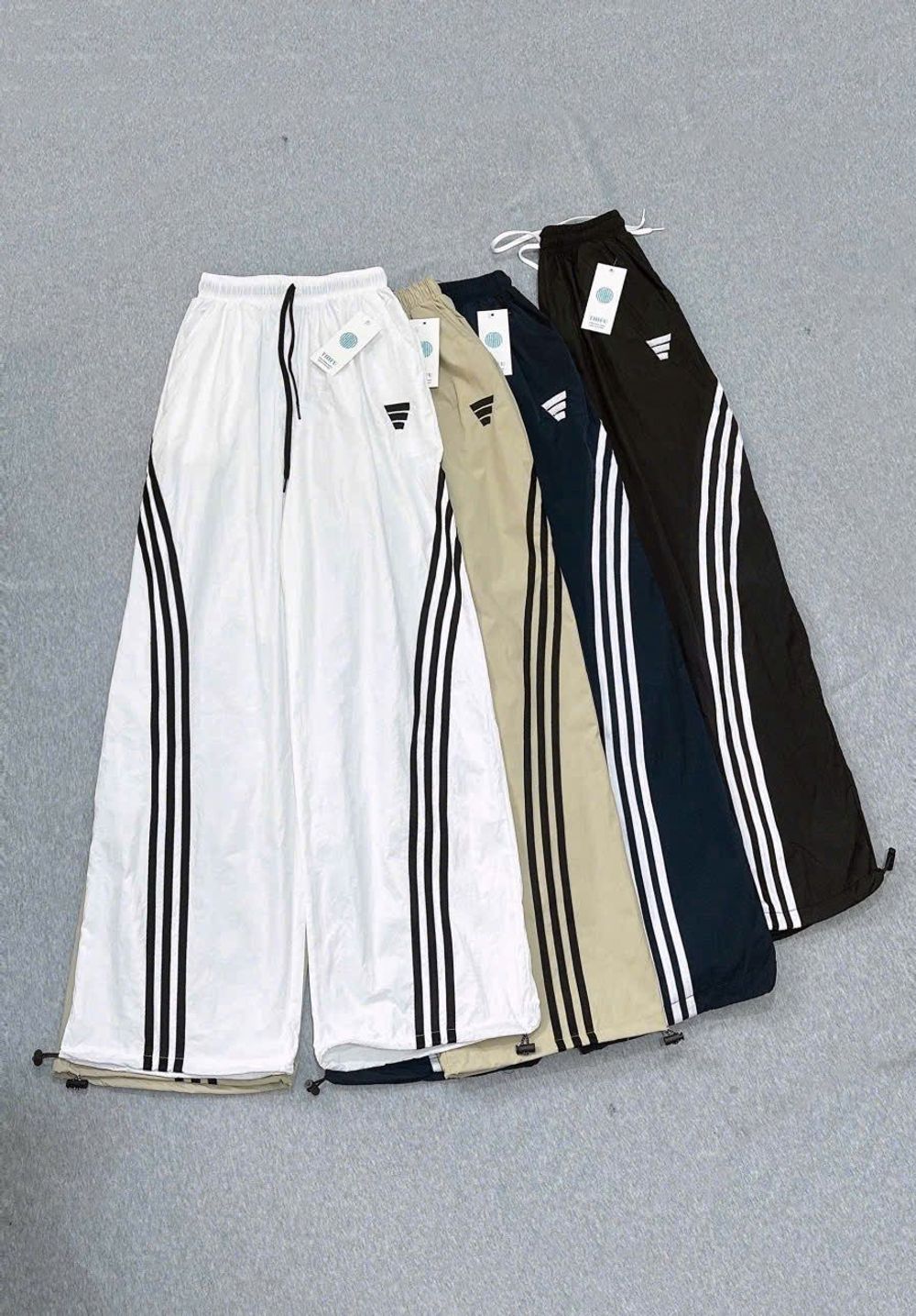 Quần Ống Rộng Phối SỌC Chất Dù Nhăn Mịn Mát Freesize Dưới 63kg