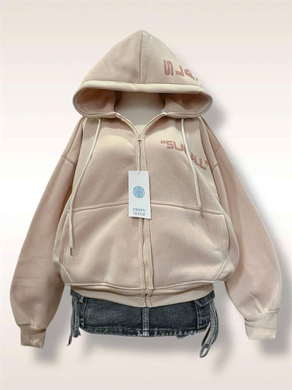 Áo khoác nữ cao cấp nón rộng chữ SLAY