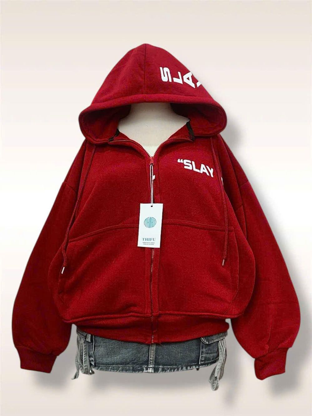 Áo khoác nữ cao cấp nón rộng chữ SLAY