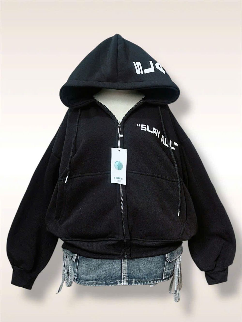 Áo khoác nữ cao cấp nón rộng chữ SLAY