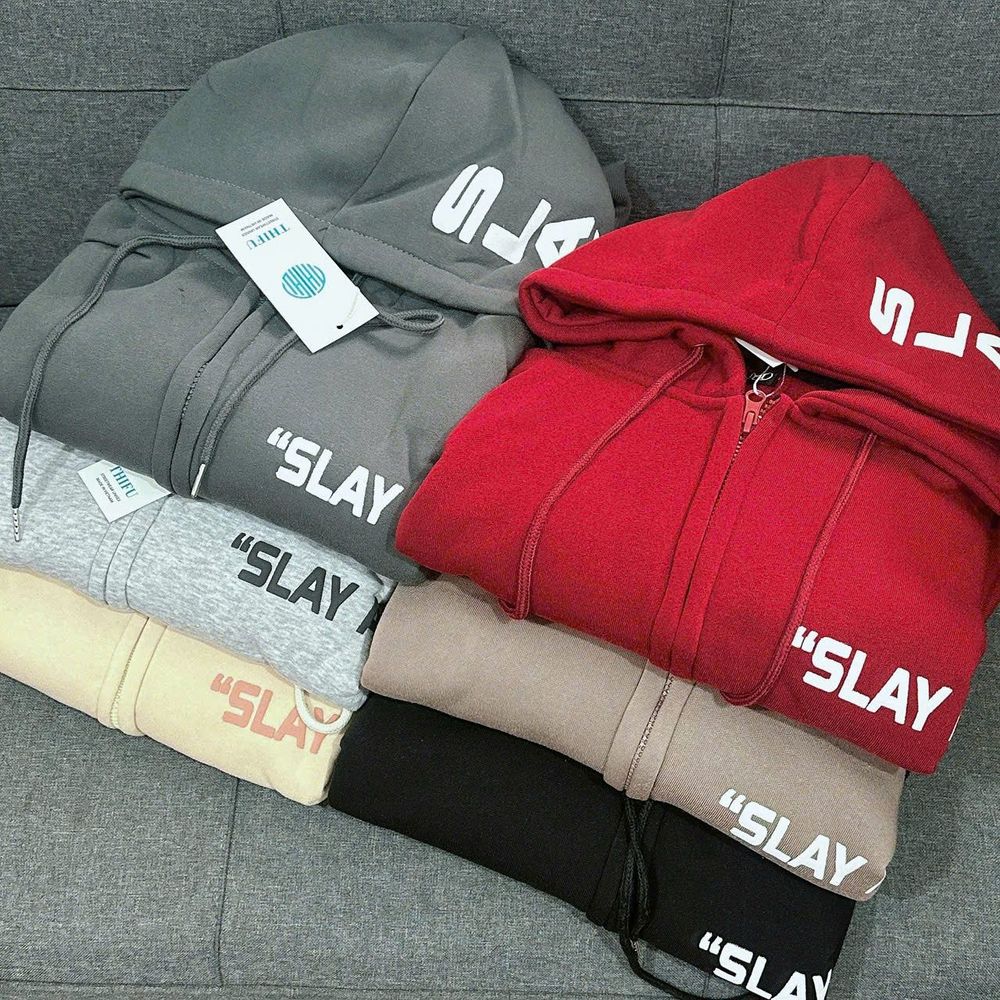 Áo khoác nữ cao cấp nón rộng chữ SLAY