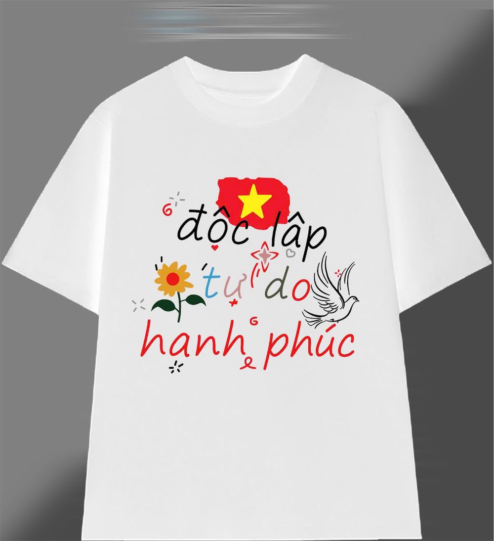 Áo thun in Cờ Đỏ Sao Vàng cổ tròn nam nữ thời trang