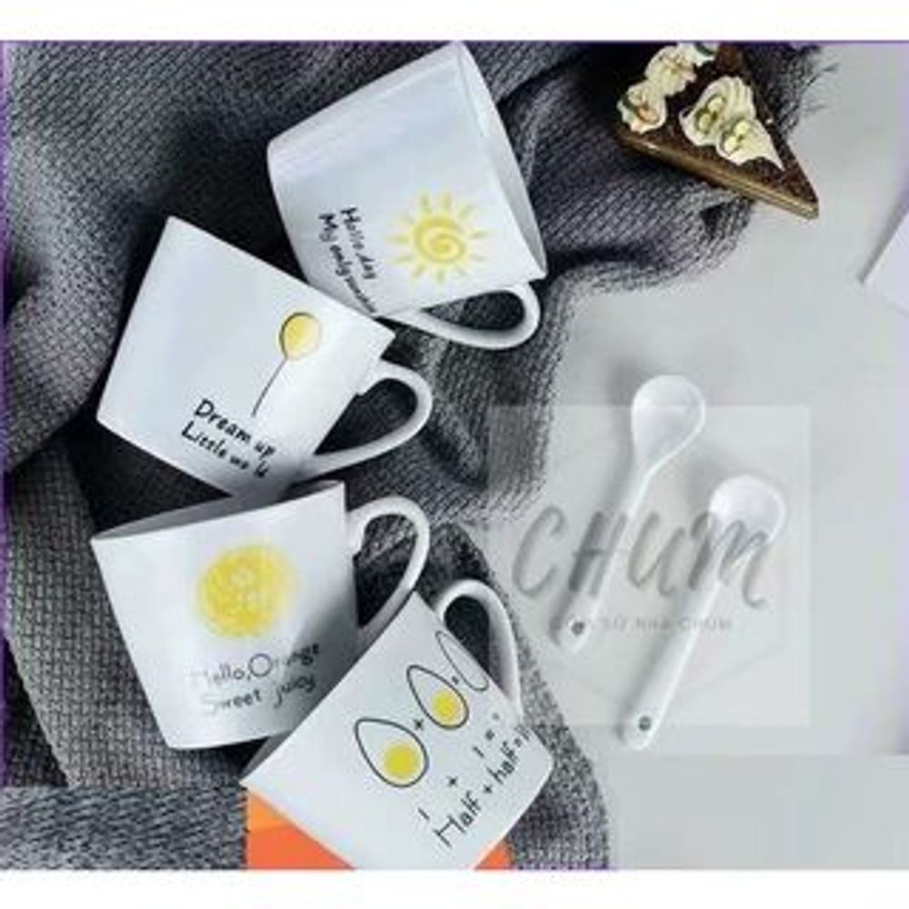 Cốc Sứ Mặt Trời Kèm Thìa CC ( Thùng 100C )