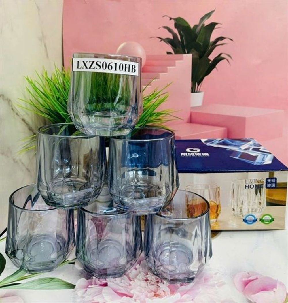 Bộ 6 Cốc Thủy Tinh Xám Khói LXZS0610HB ( Thùng 8B )