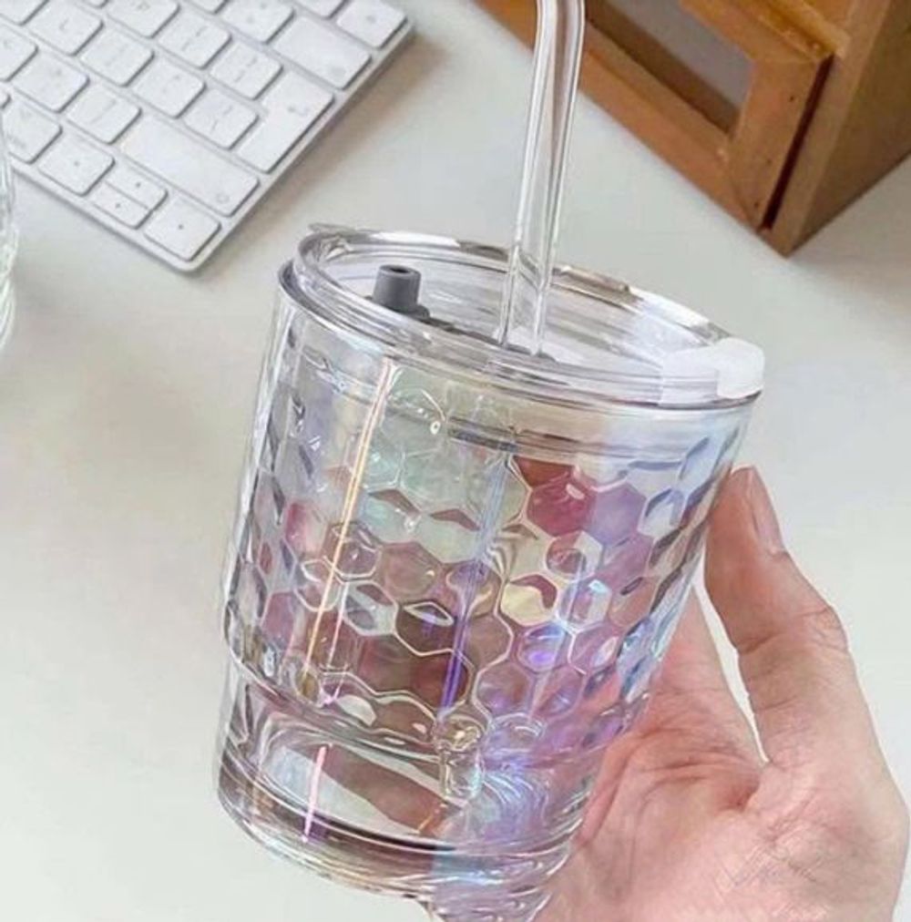 Cốc thủy tinh 7 sắc màu kèm hút (THÙNG 58C)