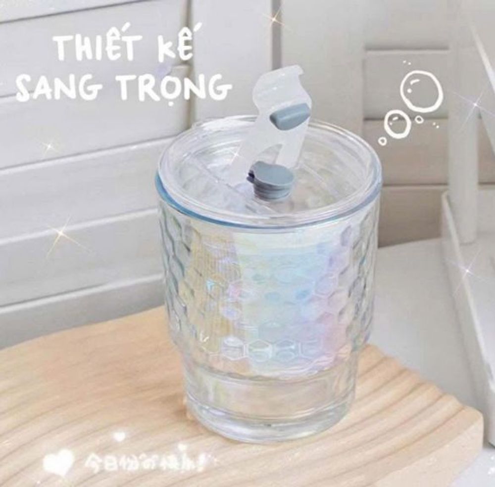 Cốc thủy tinh 7 sắc màu kèm hút (THÙNG 58C)