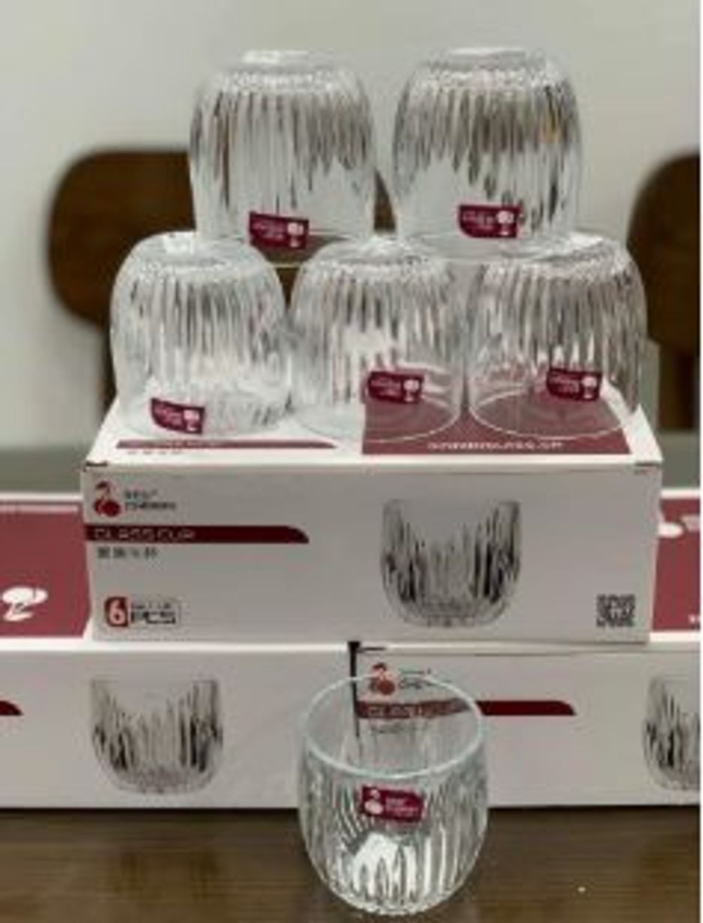 Bộ 6 Cốc Thủy Tinh bí Sọc Trắng 280ml XM21A ( THÙNG 12B )