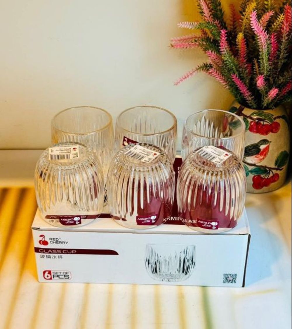 Bộ 6 Cốc Thủy Tinh bí Sọc Trắng 280ml XM21A ( THÙNG 12B )