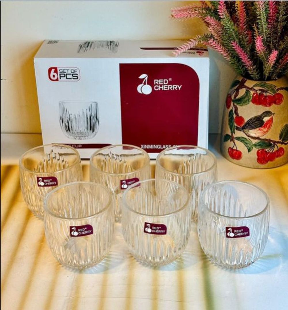 Bộ 6 Cốc Thủy Tinh bí Sọc Trắng 280ml XM21A ( THÙNG 12B )