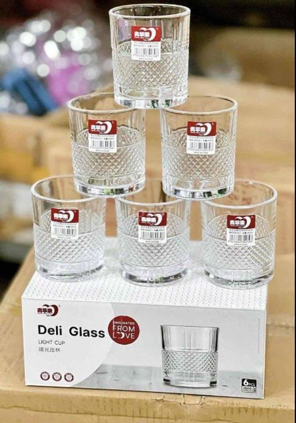 Bộ 6 cốc thủy tinh Trắng KB103-1 218ml (THÙNG 12B )