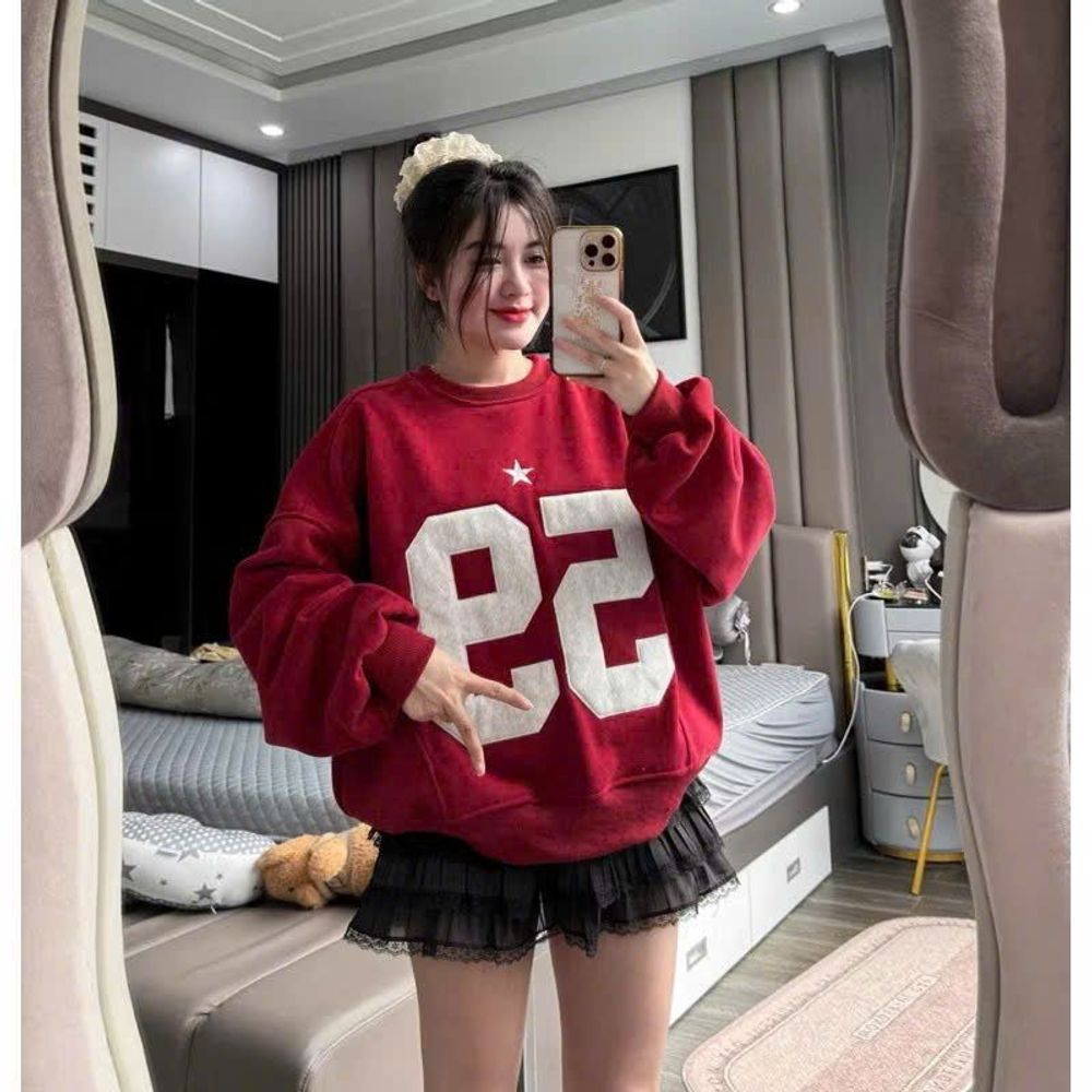 Áo SWEATER thêu nổi số 32 và 59 chất nỉ bông form rộng Freesize 70kg
