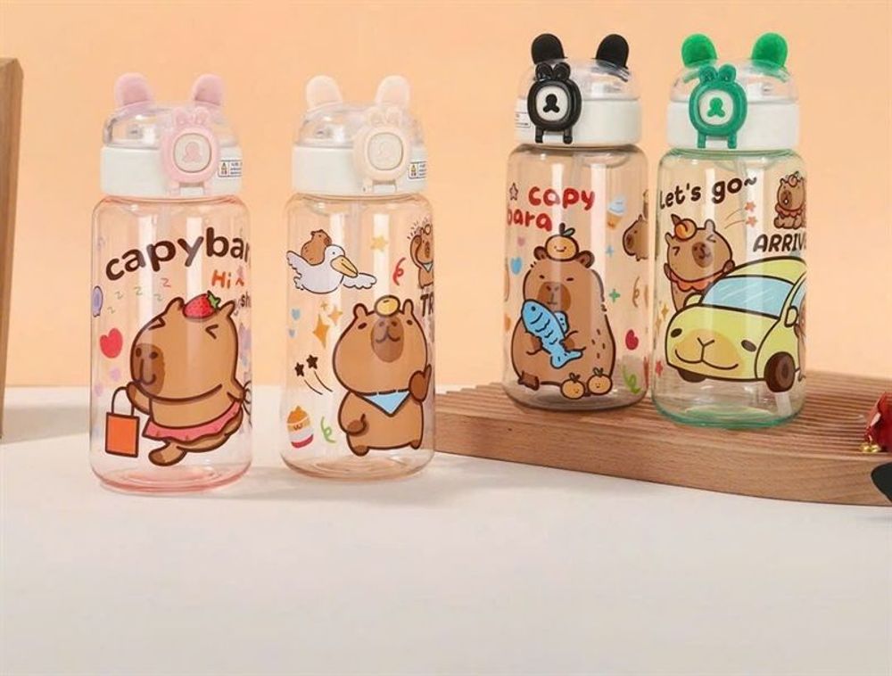 Bình nhựa CAPYBARA tai gấu 500ml (THÙNG 100C)