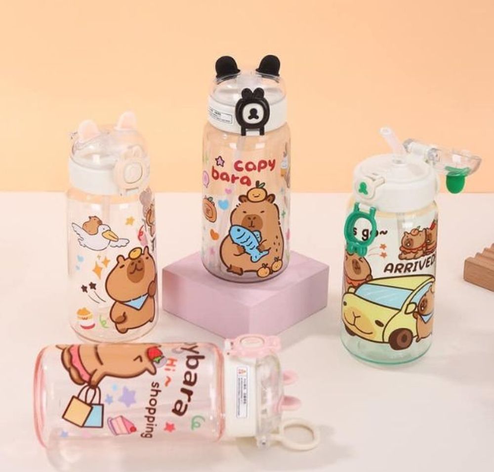 Bình nhựa CAPYBARA tai gấu 500ml (THÙNG 100C)