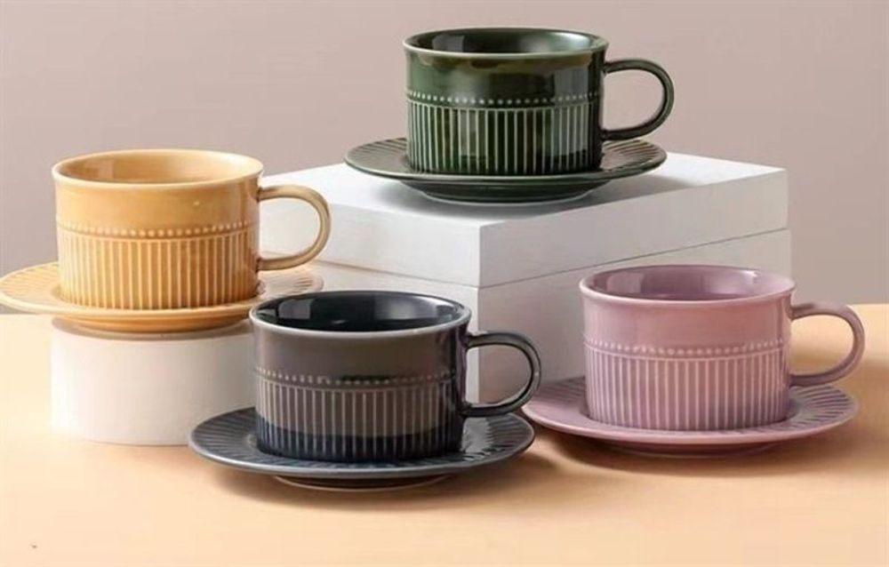 Cốc Gốm Sứ Kèm Đĩa Kê Vuông TS03 (THÙNG 30C)