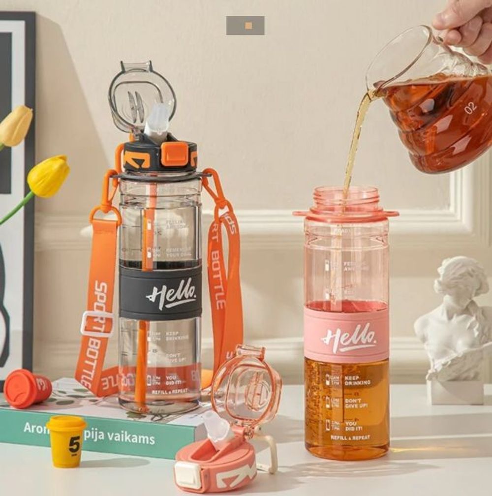 Bình Nhựa HELLO Có Dây Đeo 1000ml (THÙNG 60C)