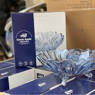 BÁT THỦY TINH 3 CHÂN THẢ HOA MÀU