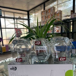 Bộ 6 Ly Cốc Thủy Tinh Lùn Góc Trắng