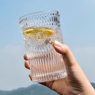 Bộ 6 cốc thuỷ tinh vintage, viền vàng, chịu nhiệt