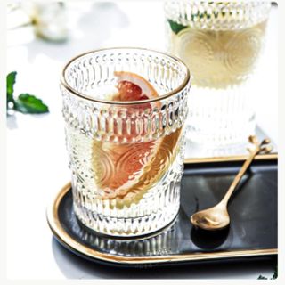 Bộ 6 cốc thuỷ tinh vintage, viền vàng, chịu nhiệt