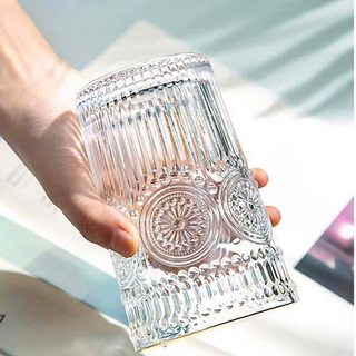 Bộ 6 cốc thuỷ tinh vintage, viền vàng, chịu nhiệt