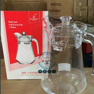 Bình ca thủy tinh rót nước dáng eo, tròn 1300ml