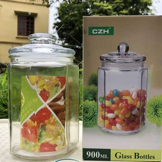 Lọ Đựng Gia Vị Bằng Thủy Tinh Có Gioăng Hình Lục Giác Cao Cấp Tiện Dụng 900ml Lọ Đựng Gia Vị Bằng Thủy Tinh Có Gioăng Hình Lục Giác Cao Cấp Tiện Dụng 900ml