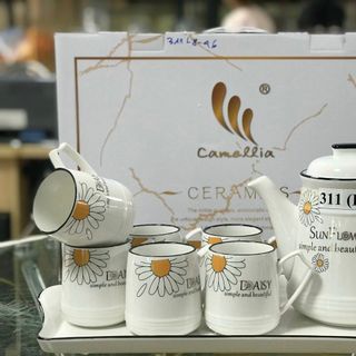 Bộ bình 6 cốc kèm khay sứ xương hàng cao cấp ( nhiều họa tiết )