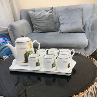 Bộ bình 6 cốc kèm khay sứ xương hàng cao cấp ( nhiều họa tiết )