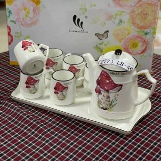 Bộ bình 6 cốc kèm khay sứ xương hàng cao cấp ( nhiều họa tiết )