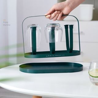 Bộ giá úp cốc bầu dục sang chảnh kèm khay hứng Bộ giá úp cốc bầu dục sang chảnh kèm khay hứng