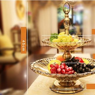 Khay mứt để hoa quả thuỷ tinh 2 tầng cao cấp Khay mứt để hoa quả thuỷ tinh 2 tầng cao cấp