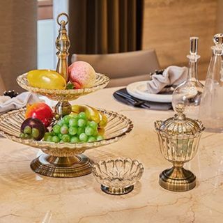 Khay mứt để hoa quả thuỷ tinh 2 tầng cao cấp Khay mứt để hoa quả thuỷ tinh 2 tầng cao cấp