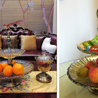 Khay mứt để hoa quả thuỷ tinh 2 tầng cao cấp Khay mứt để hoa quả thuỷ tinh 2 tầng cao cấp