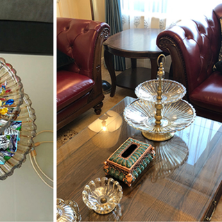 Khay mứt để hoa quả thuỷ tinh 2 tầng cao cấp Khay mứt để hoa quả thuỷ tinh 2 tầng cao cấp