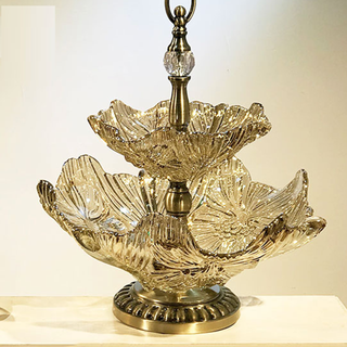 Khay mứt để hoa quả thuỷ tinh 2 tầng cao cấp Khay mứt để hoa quả thuỷ tinh 2 tầng cao cấp