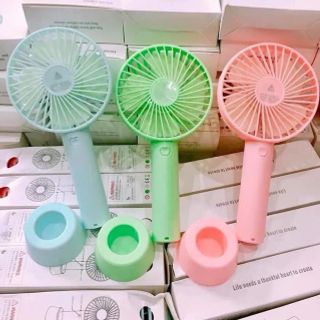 Quạt Mini cầm Tay Tích Điện 3 Chế Độ Gió [Full Box, Pin, Dây Sạc, Đế Chống Trượt ]