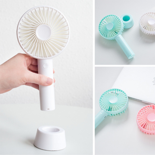 Quạt Mini cầm Tay Tích Điện 3 Chế Độ Gió [Full Box, Pin, Dây Sạc, Đế Chống Trượt ]