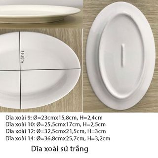 Đĩa xoài sứ trắng nhiều cỡ