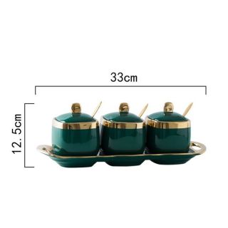 Bộ Bộ 3 Hũ Đựng Gia Vị Sứ Màu Xanh Trắng Tráng Men Cao Cấp Bộ Bộ 3 Hũ Đựng Gia Vị Sứ Màu Xanh Trắng Tráng Men Cao Cấp