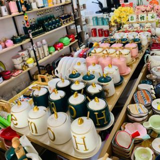 Bộ Bộ 3 Hũ Đựng Gia Vị Sứ Màu Xanh Trắng Tráng Men Cao Cấp Bộ Bộ 3 Hũ Đựng Gia Vị Sứ Màu Xanh Trắng Tráng Men Cao Cấp